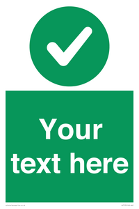 Custom green background, green circle with tick